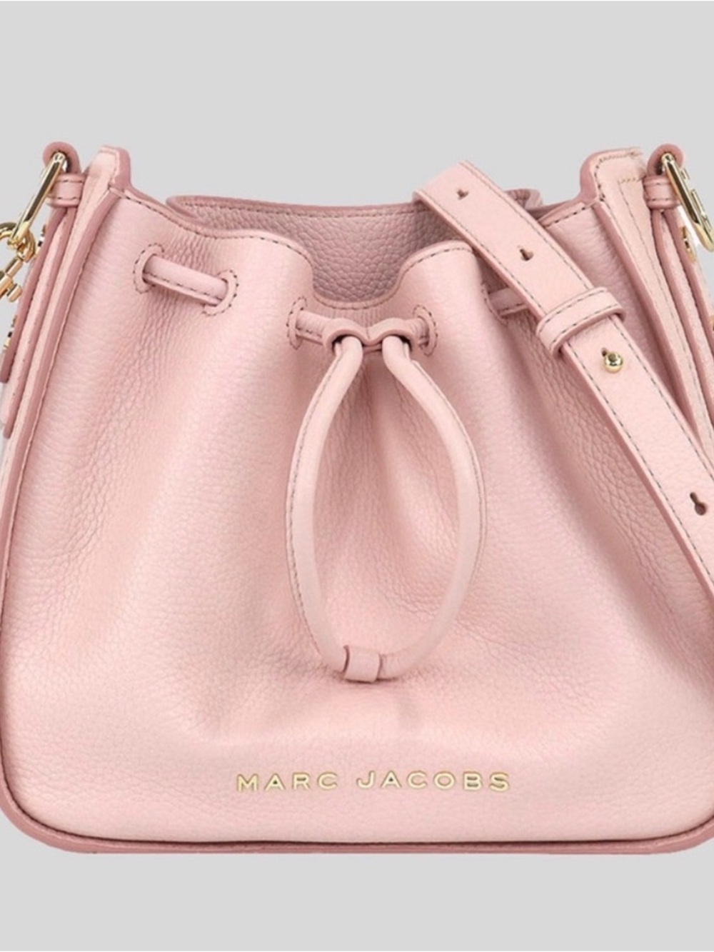 Marc Jacobs Peach Whip Pink Pebbled Leather Drawstring Crossbody